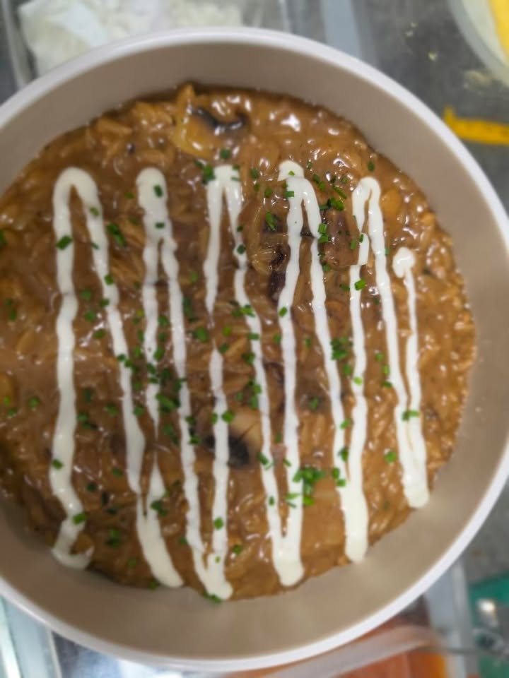 Mushroom kritharoto with truffle oil
